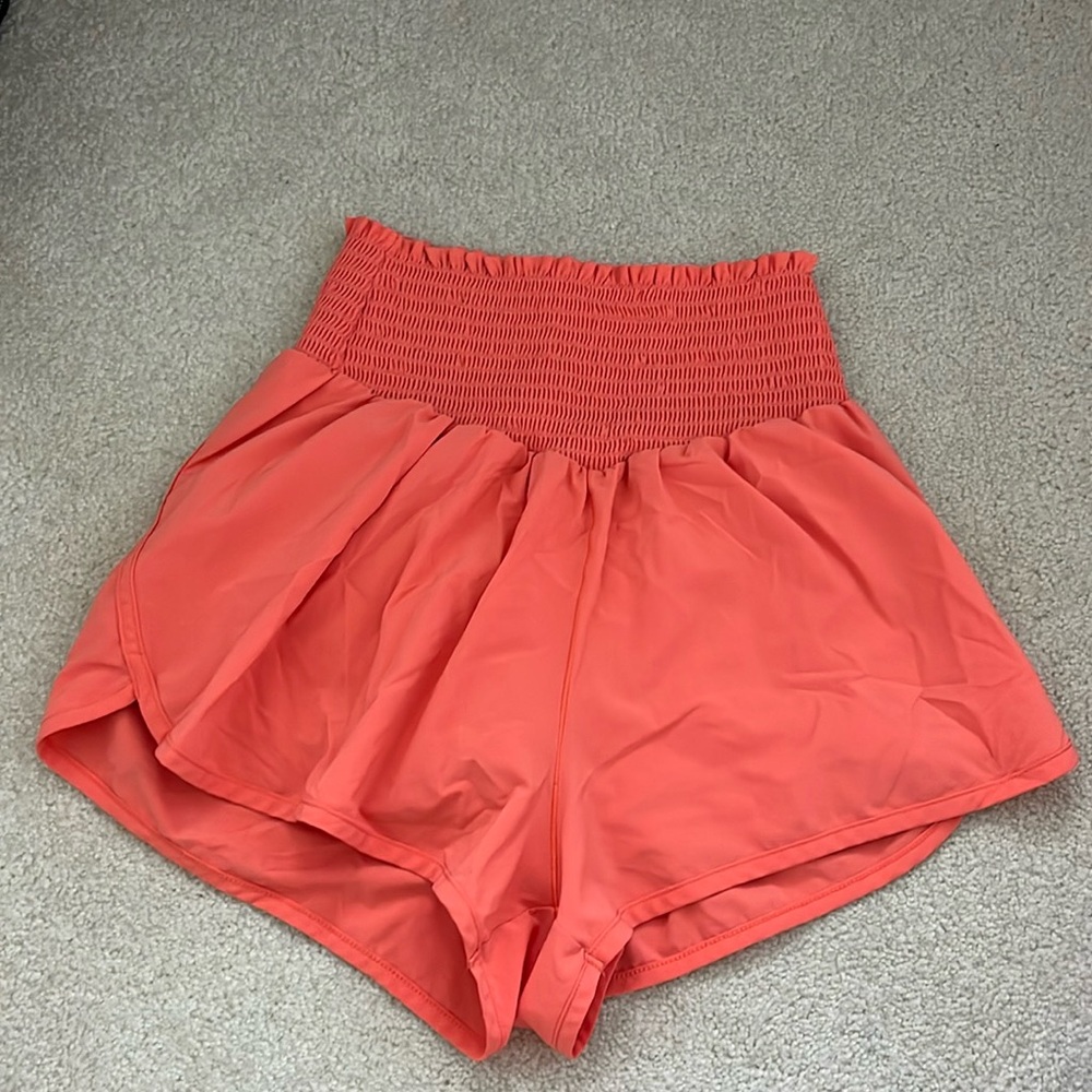 Aerie Smocked Flowy Shorts Coral